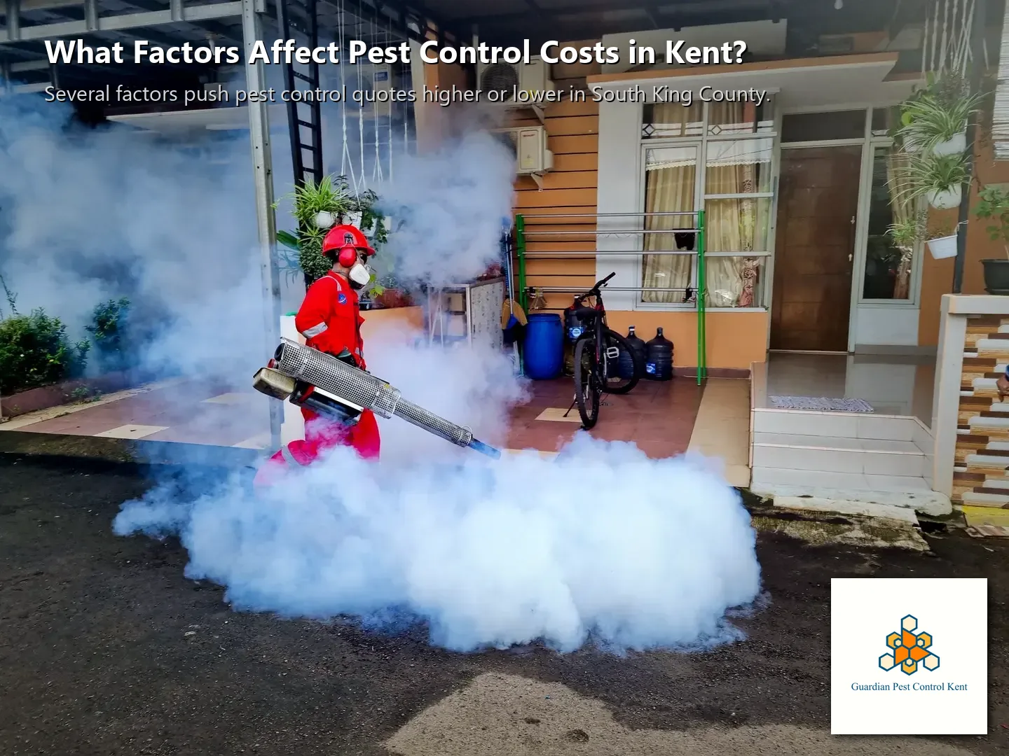 Licensed technician inspecting home exterior foundation for pest entry points in Kent WA